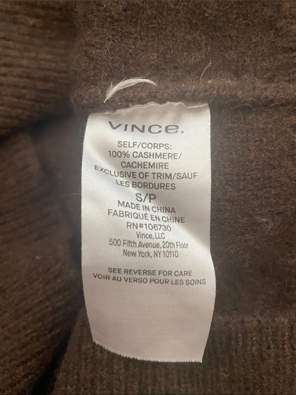 Vince Cashmere Funnel Neck Sweater Chocolate Brown Size S Fall 2020 Oversized - Picture 12 of 12